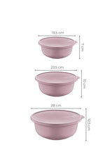 Set recipiente pentru depozitare 3 bucăți YUVPIN03-124, Roz, 24x24x10 cm