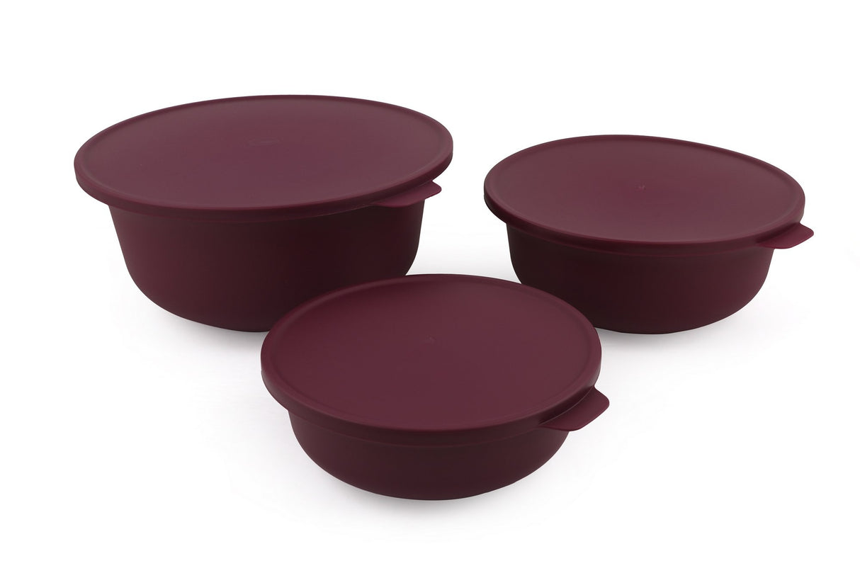 Set recipiente pentru depozitare 3 bucăți YUVPUR03-124, Mov, 24x24x10 cm