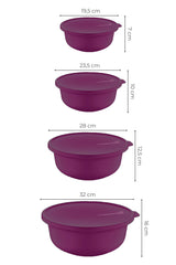 Set recipiente pentru depozitare 4 bucăți YUVPUR04-1248, Mov, 28x28x13 cm