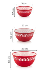 Set de boluri 3 bucăți MONNA3, Diverse culori, 16x16x8 cm - Roșu | SKU: 964FRM3313 | Set de boluri 3 bucăți MONNA3, 16x16x8 cm, varianta Roșu, produs pentru amenajarea locuinței, disponibil online în România la CasaMob