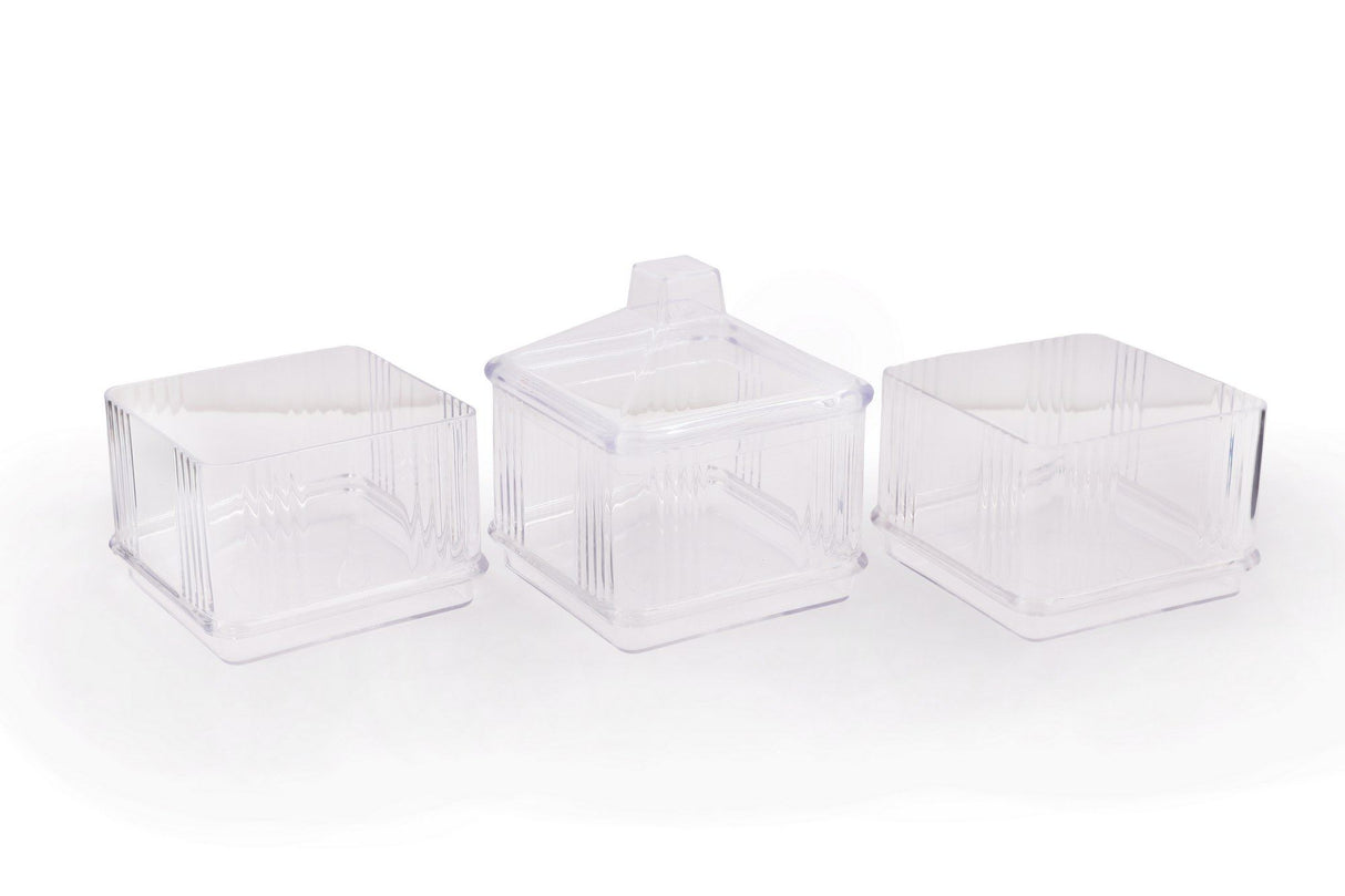 Set recipiente pentru depozitare 3 bucăți Kareakrlk - 3, Transparent, 10x10x7 cm