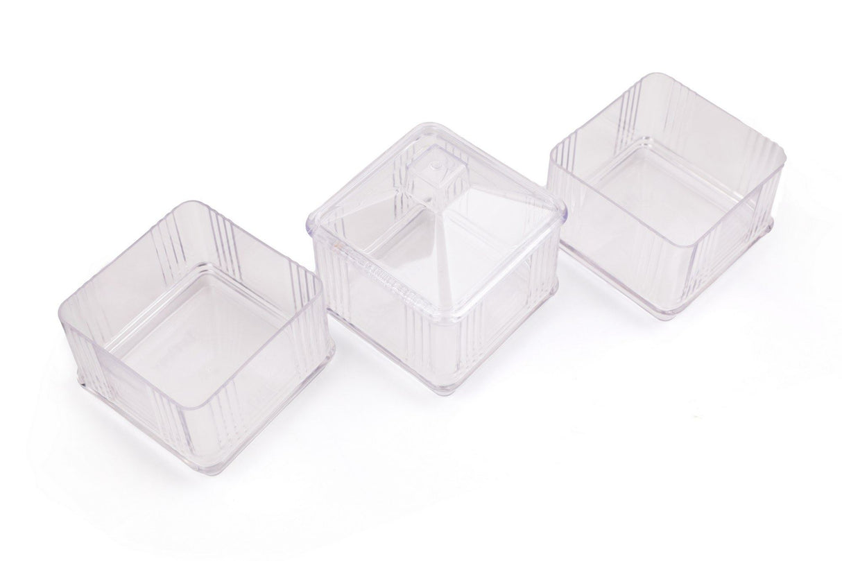 Set recipiente pentru depozitare 3 bucăți Kareakrlk - 3, Transparent, 10x10x7 cm