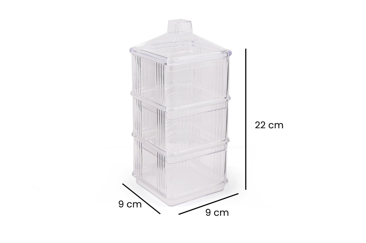 Set recipiente pentru depozitare 3 bucăți Kareakrlk - 3, Transparent, 10x10x7 cm