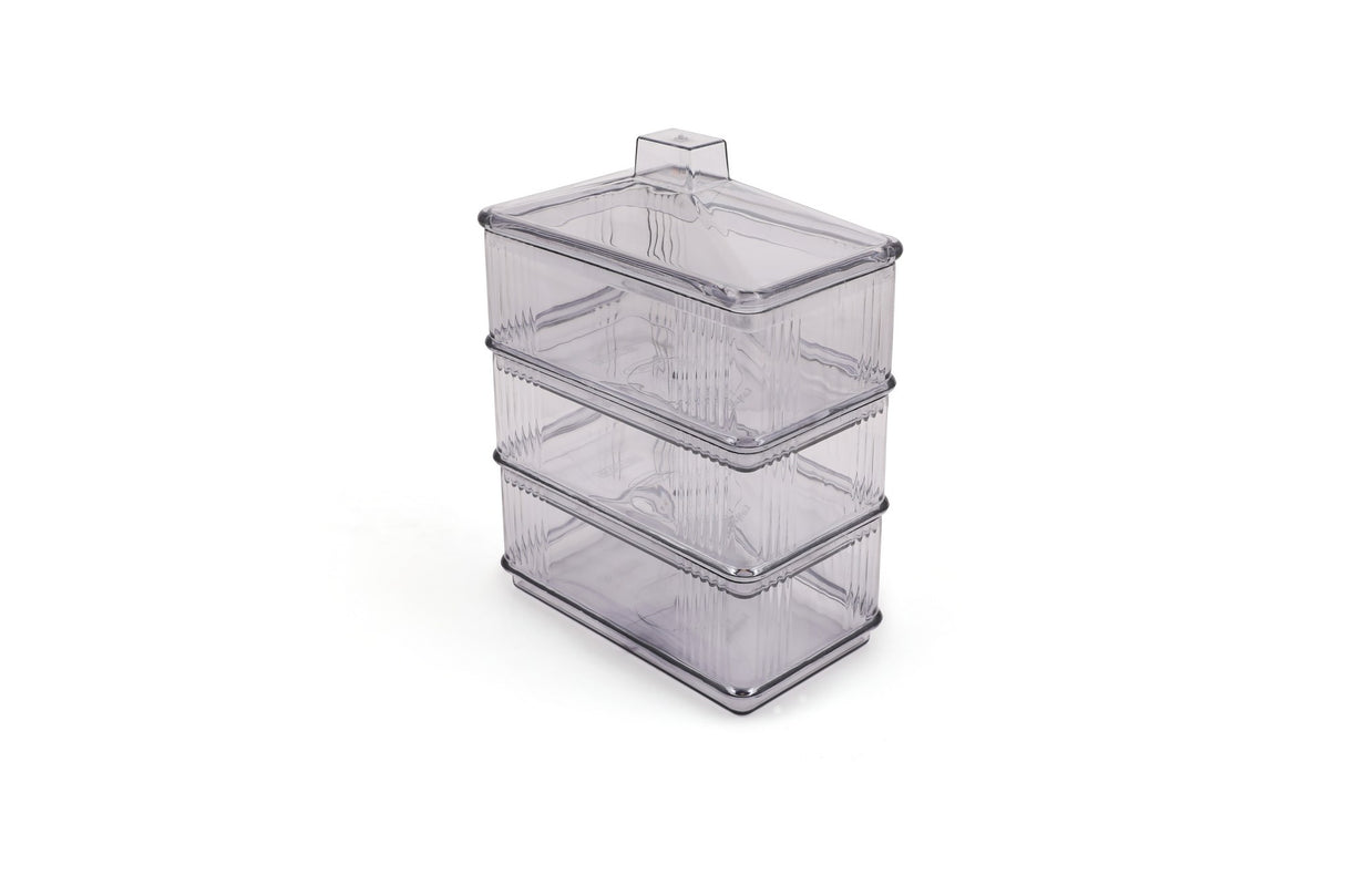 Set recipiente pentru depozitare 3 bucăți Dıkdortgenakrlk - 3, Transparent, 17x10x7 cm