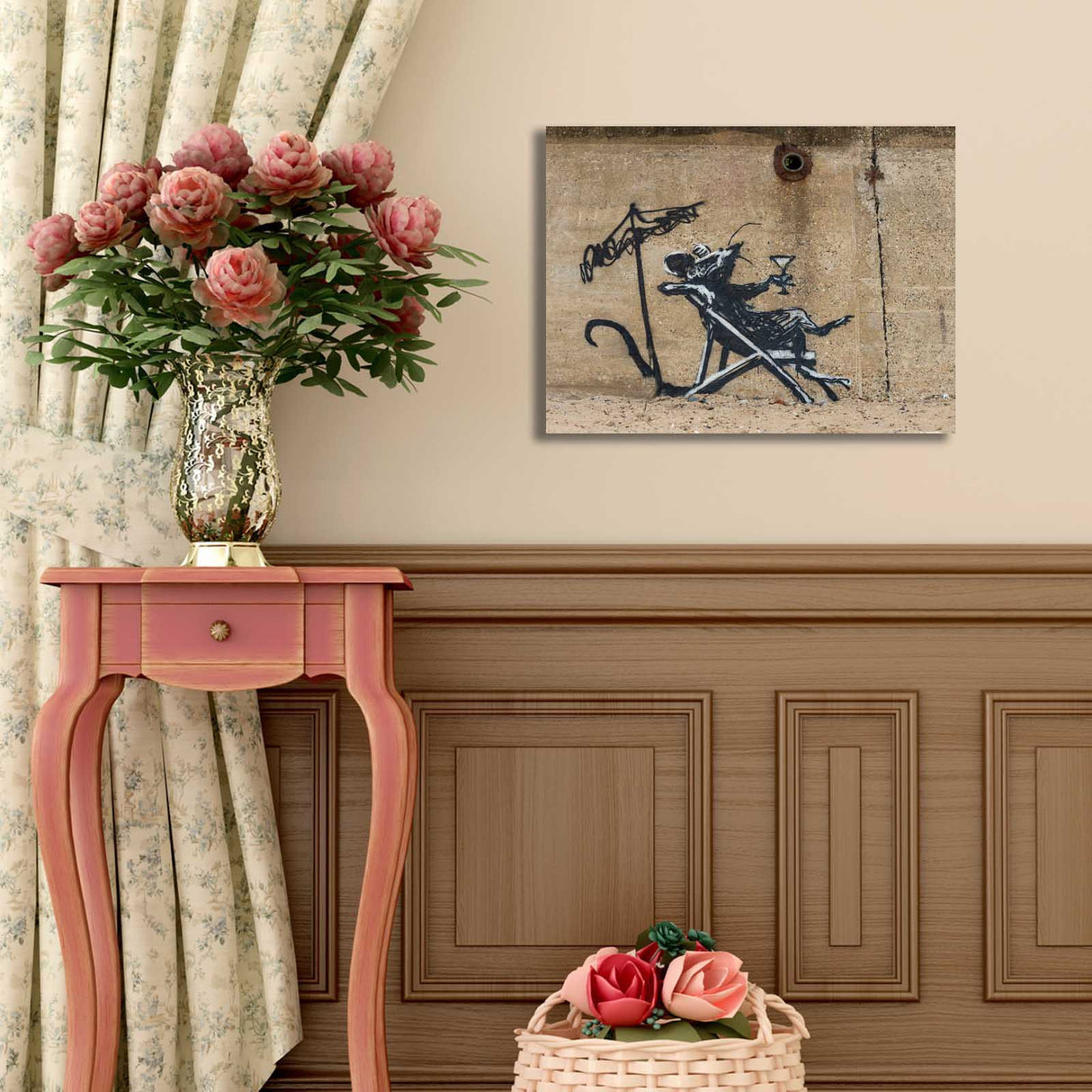 Tablou canvas 3040BANKSY001, Multicolor, 30x40x3 cm