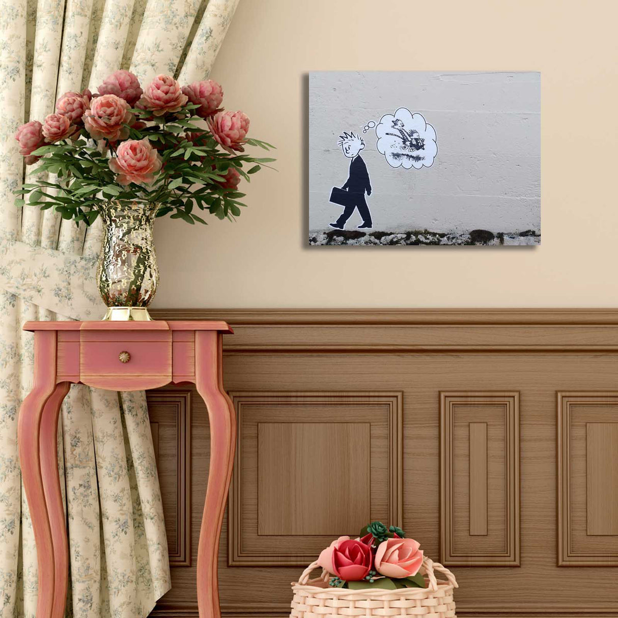 Tablou canvas 3040BANKSY010, Multicolor, 30x40x3 cm
