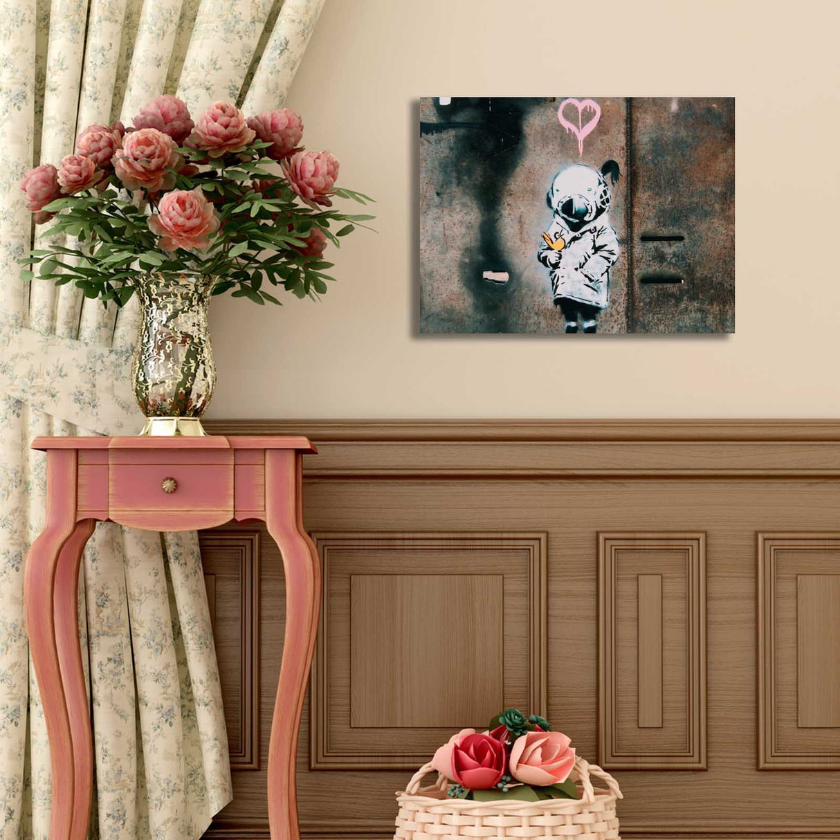 Tablou canvas 3040BANKSY017, Multicolor, 30x40x3 cm