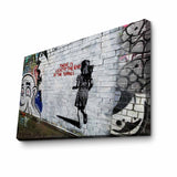 Tablou canvas 4570BANKSY003, Multicolor, 45x70x3 cm