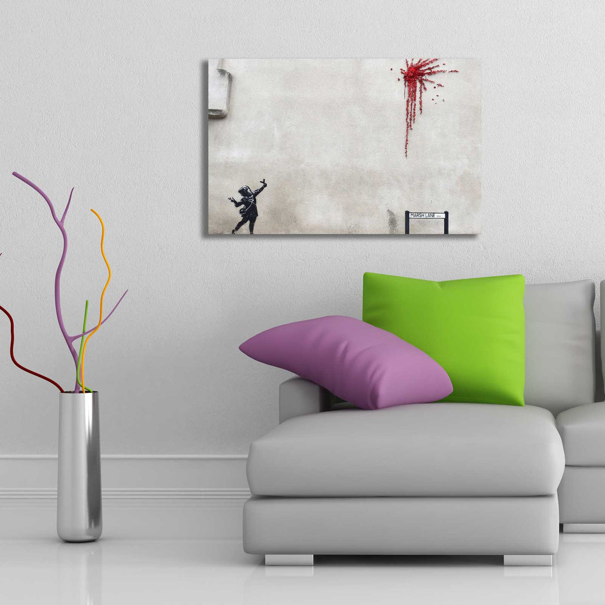 Tablou canvas 4570BANKSY004, Multicolor, 45x70x3 cm