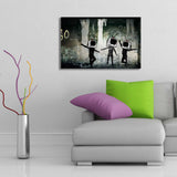 Tablou canvas 4570BANKSY015, Multicolor, 45x70x3 cm