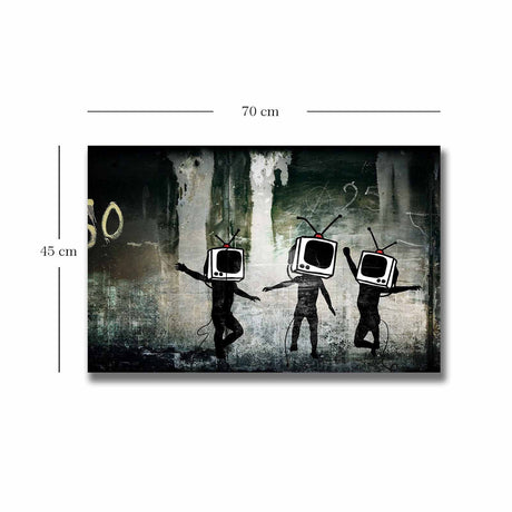 Tablou canvas 4570BANKSY015, Multicolor, 45x70x3 cm
