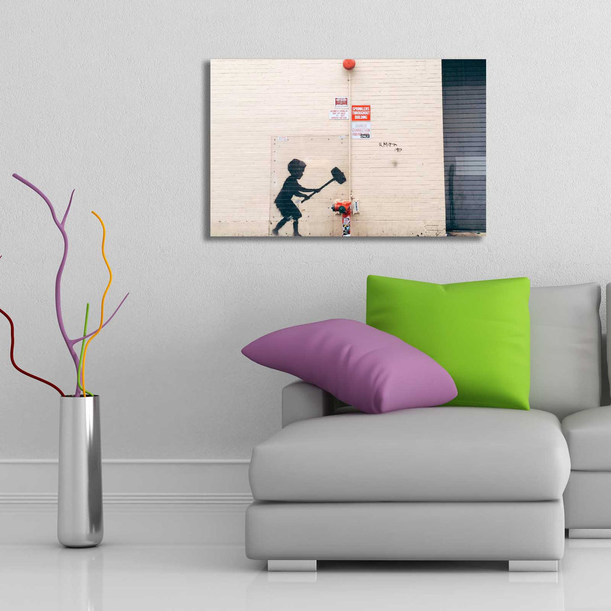 Tablou canvas 4570BANKSY024, Multicolor, 45x70x3 cm