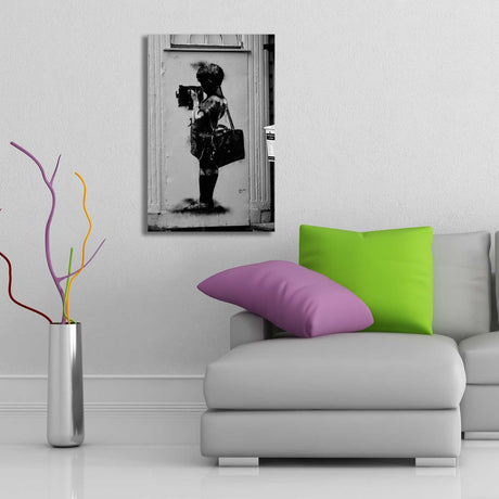 Tablou canvas 4570BANKSY025, Multicolor, 45x70x3 cm