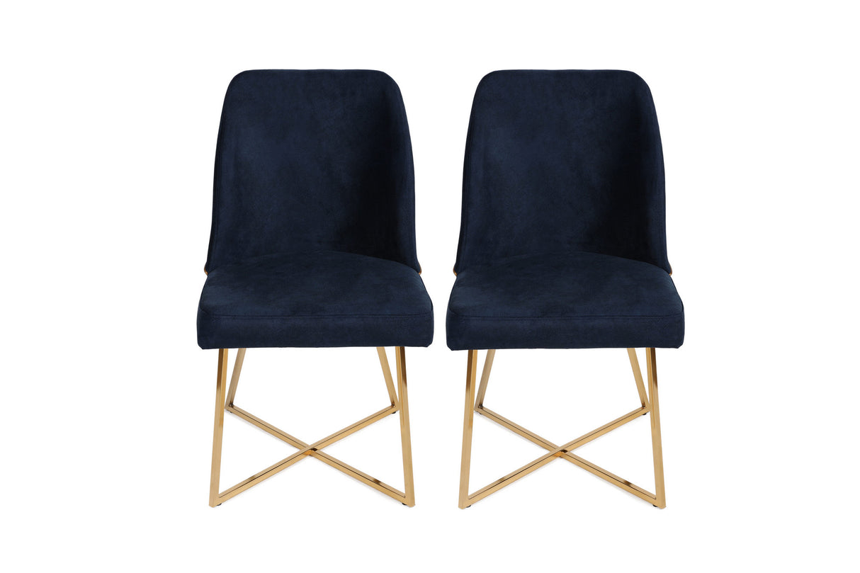 Set 2 scaune Madrid 908 V2, Auriu - Albastru închis, 50x49x90 cm