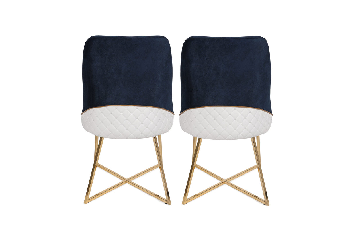 Set 2 scaune Madrid 908 V2, Auriu - Albastru închis, 50x49x90 cm