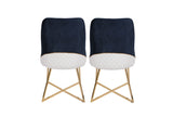 Set 2 scaune Madrid 908 V2, Auriu - Albastru închis, 50x49x90 cm