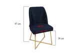 Set 2 scaune Madrid 908 V2, Auriu - Albastru închis, 50x49x90 cm