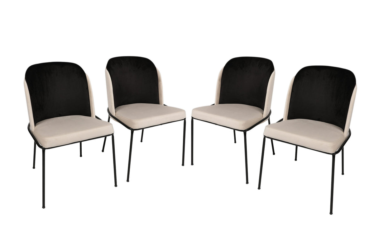 Set 4 scaune Dore 145 V4, Negru - Crem, 54x55x86 cm, SKU 974NMB1213, imagine 1
