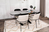 Set 4 scaune Dore 145 V4, Negru - Crem, 54x55x86 cm
