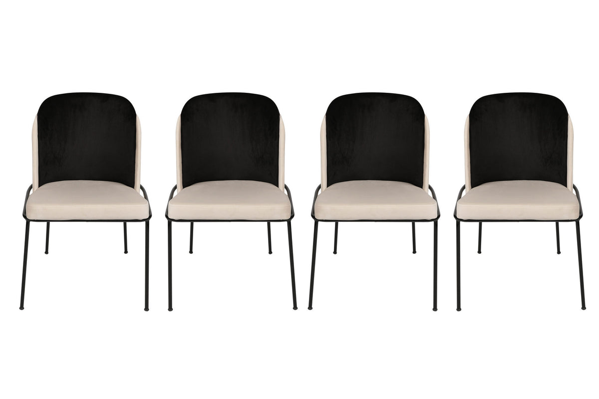 Set 4 scaune Dore 145 V4, Negru - Crem, 54x55x86 cm, SKU 974NMB1213, imagine 4