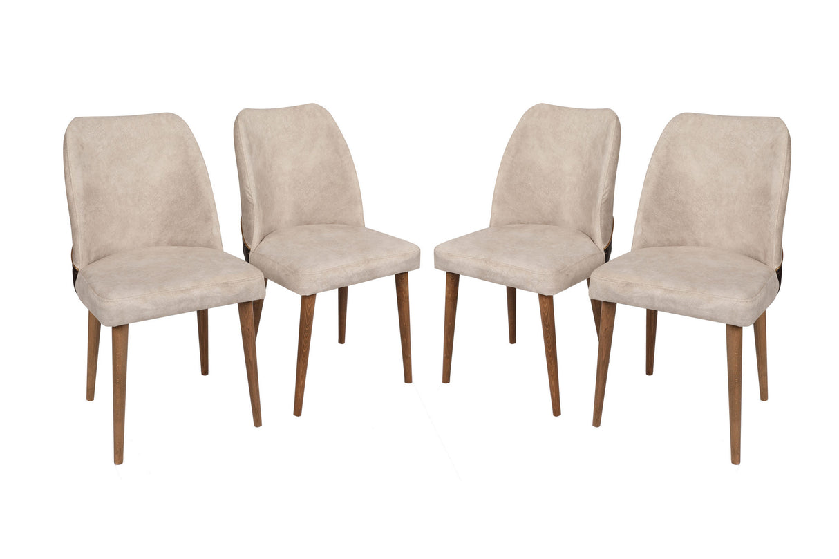 Set 4 scaune Nova 071 V4, Crem - Nuc, 50x49x90 cm