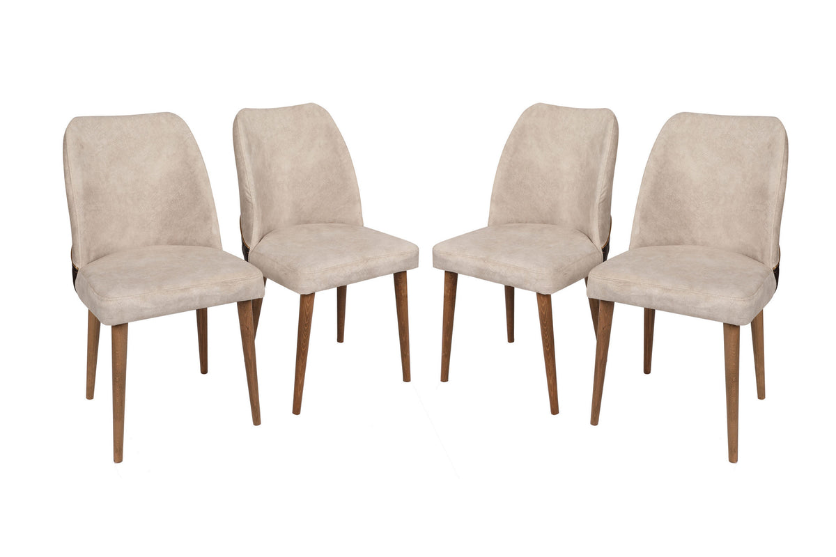 Set 4 scaune Nova 071 V4, Crem - Nuc, 50x49x90 cm, SKU 974NMB1219, imagine 1
