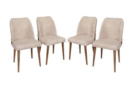 Set 4 scaune Nova 071 V4, Crem - Nuc, 50x49x90 cm