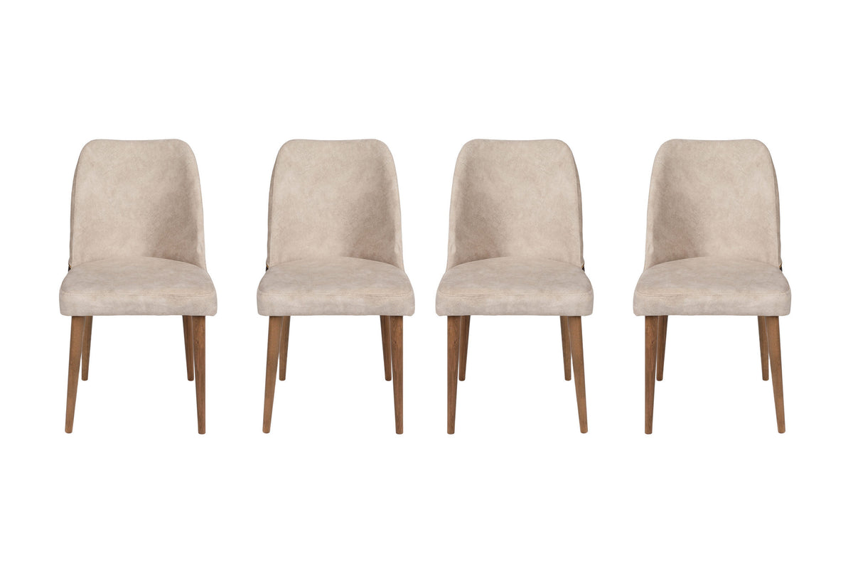 Set 4 scaune Nova 071 V4, Crem - Nuc, 50x49x90 cm, SKU 974NMB1219, imagine 2