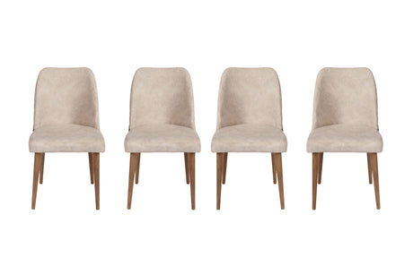 Set 4 scaune Nova 071 V4, Crem - Nuc, 50x49x90 cm