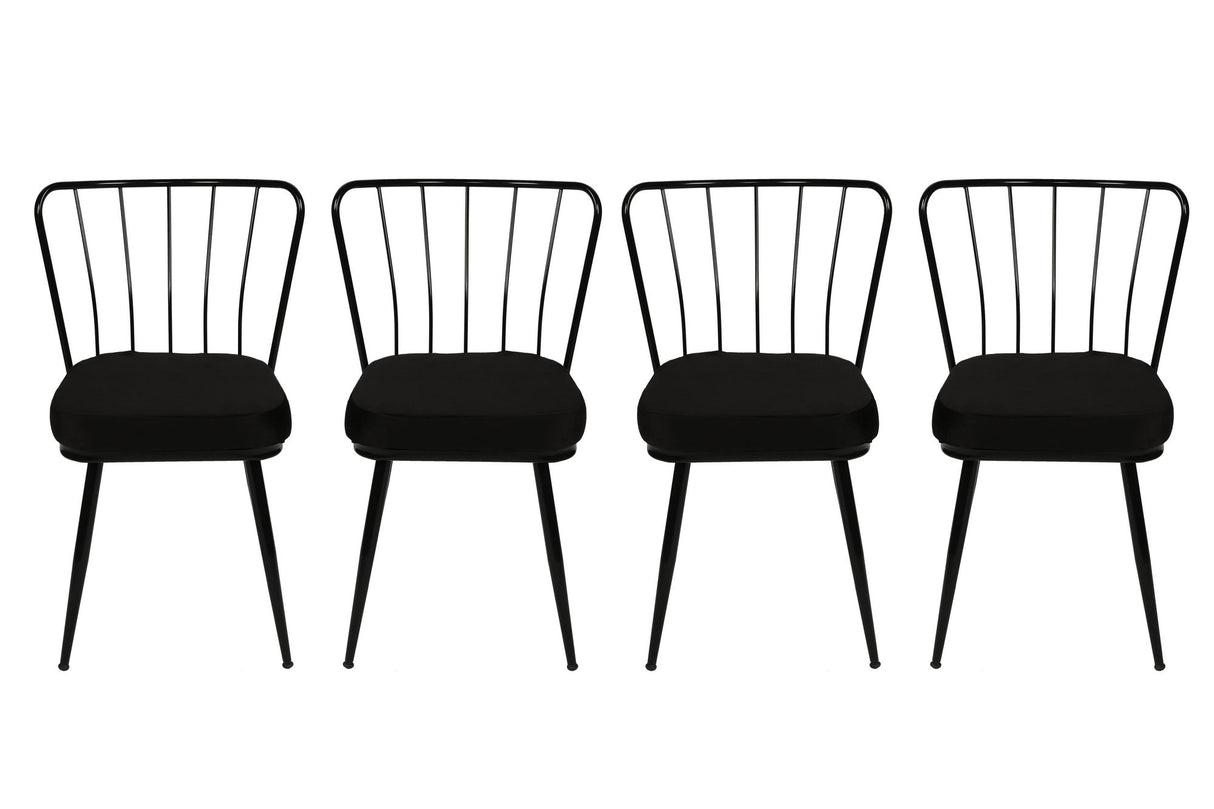 Set 4 scaune Yıldız 943 V4, Negru, 43x42x82 cm