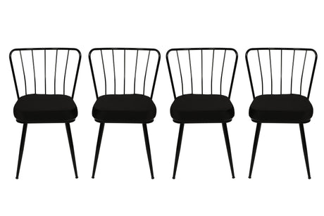 Set 4 scaune Yıldız 943 V4, Negru, 43x42x82 cm
