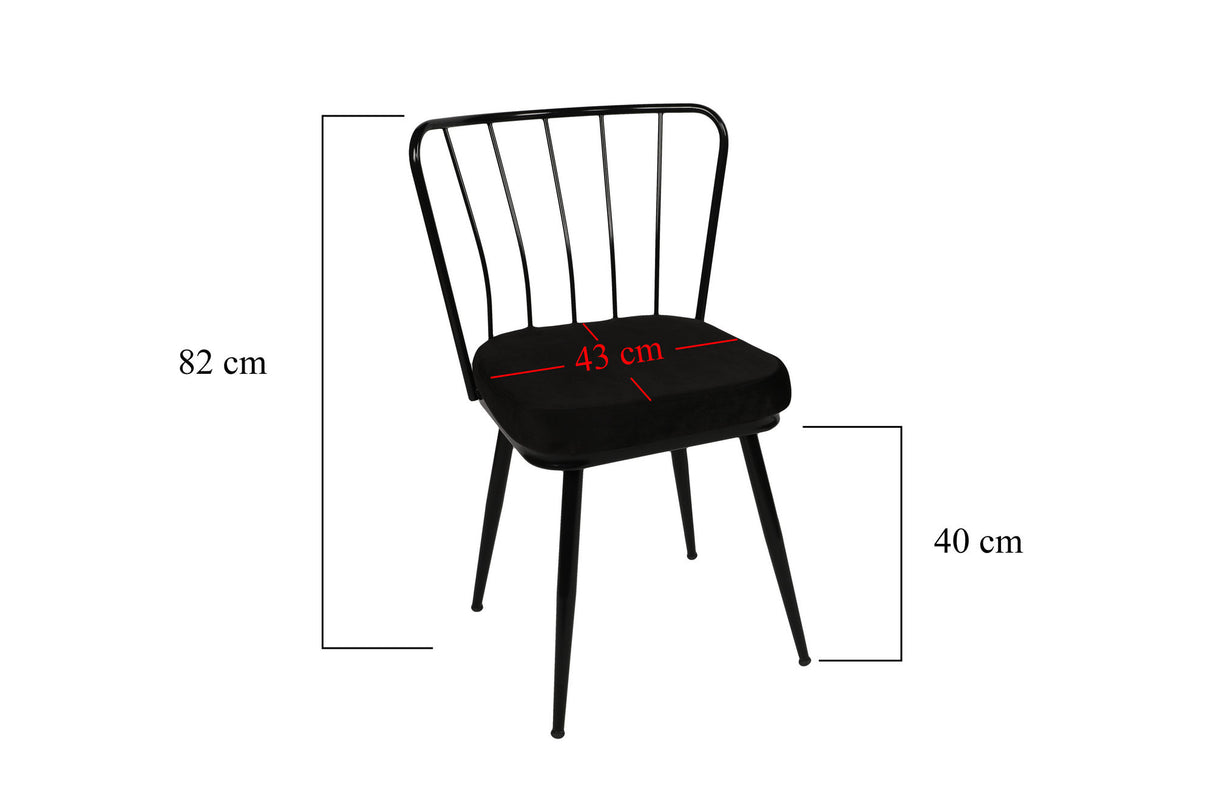 Set 4 scaune Yıldız 943 V4, Negru, 43x42x82 cm