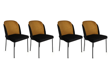 Set 4 scaune Dore-142 V4, Muștar - Negru, 54x55x86 cm