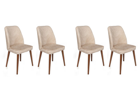 Set 4 scaune Dallas-550 V4, Bej - Nuc, 50x49x90 cm