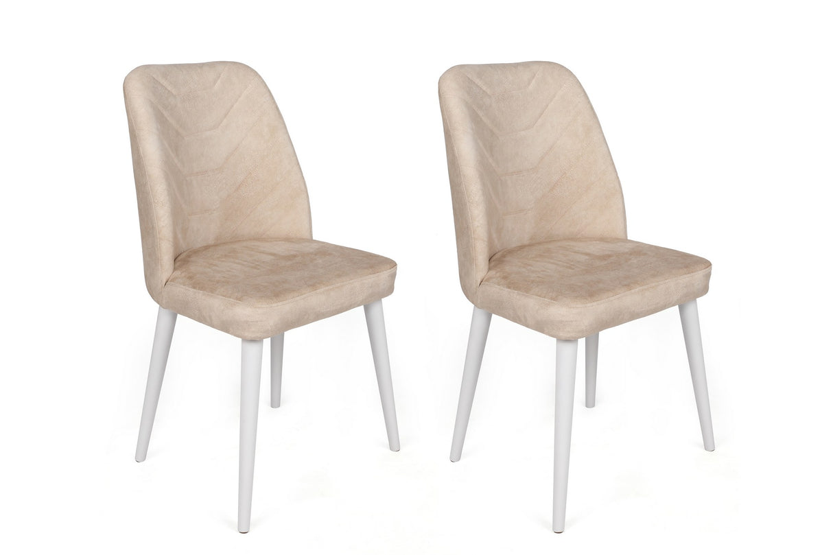 Set 4 scaune Dallas-580 V4, Bej - Alb, 50x49x90 cm
