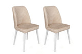 Set 4 scaune Dallas-580 V4, Bej - Alb, 50x49x90 cm