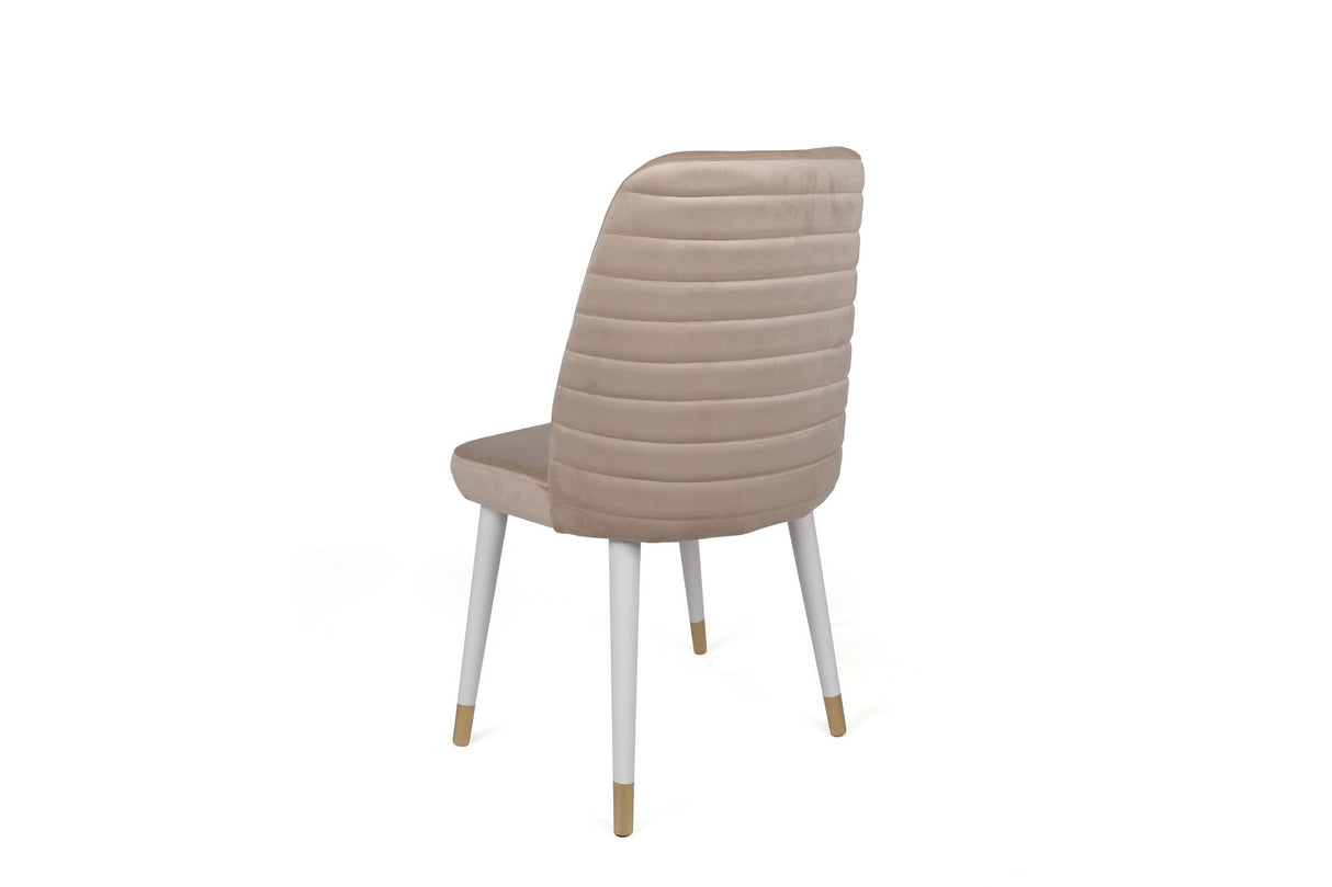 Set 4 scaune Hugo-407 V4, Crem - Alb - Auriu, 50x49x90 cm