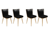 Set 4 scaune Kuşaklı-211 V4, Negru - Auriu, 43x43x82 cm