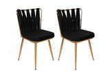 Set 4 scaune Kuşaklı-211 V4, Negru - Auriu, 43x43x82 cm