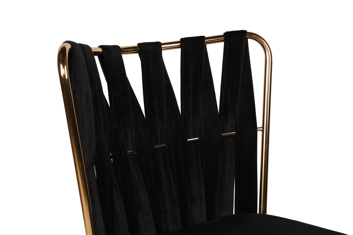 Set 4 scaune Kuşaklı-211 V4, Negru - Auriu, 43x43x82 cm