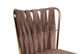 Set 4 scaune Kuşaklı-213 V4, Maro deschis - Auriu, 43x43x82 cm