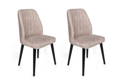 Set 2 scaune Alfa-469 V2, Crem - Negru, 50x49x90 cm