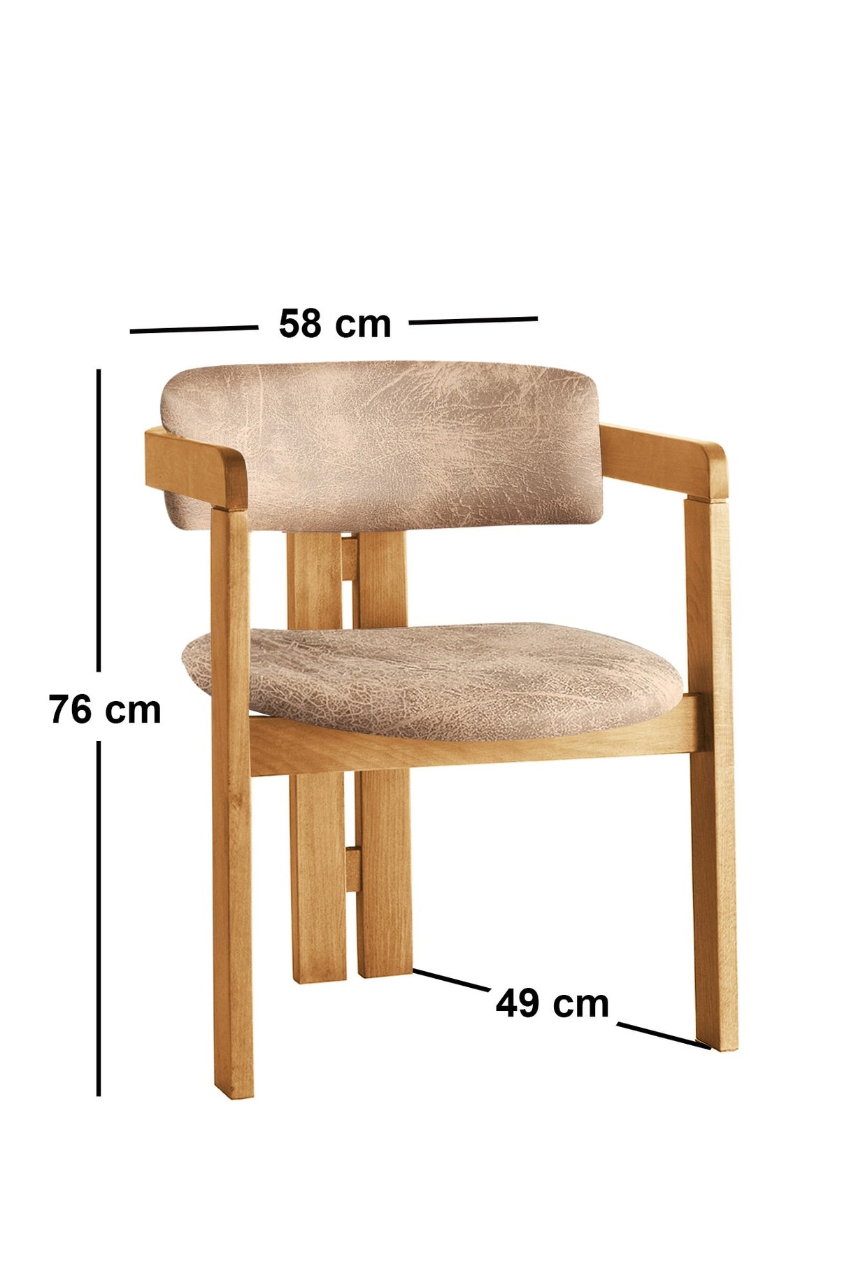 Scaun CO - 041, Stejar - Bej, 58x49x76 cm