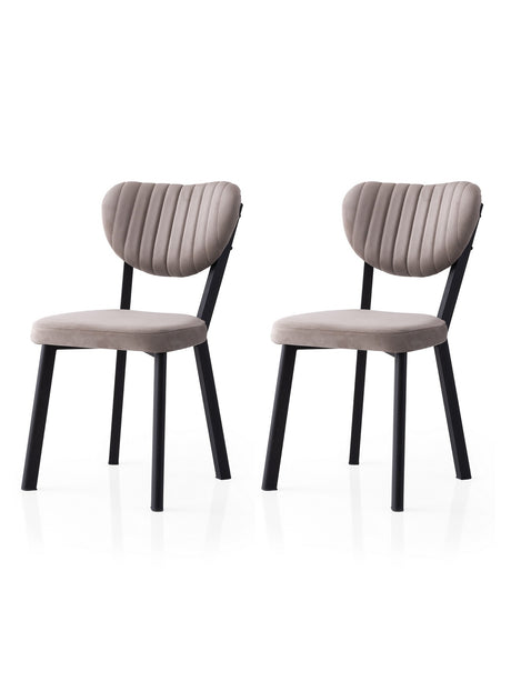 Set 2 scaune Beta - 834 V2, Negru - Mink, 46x54x86 cm