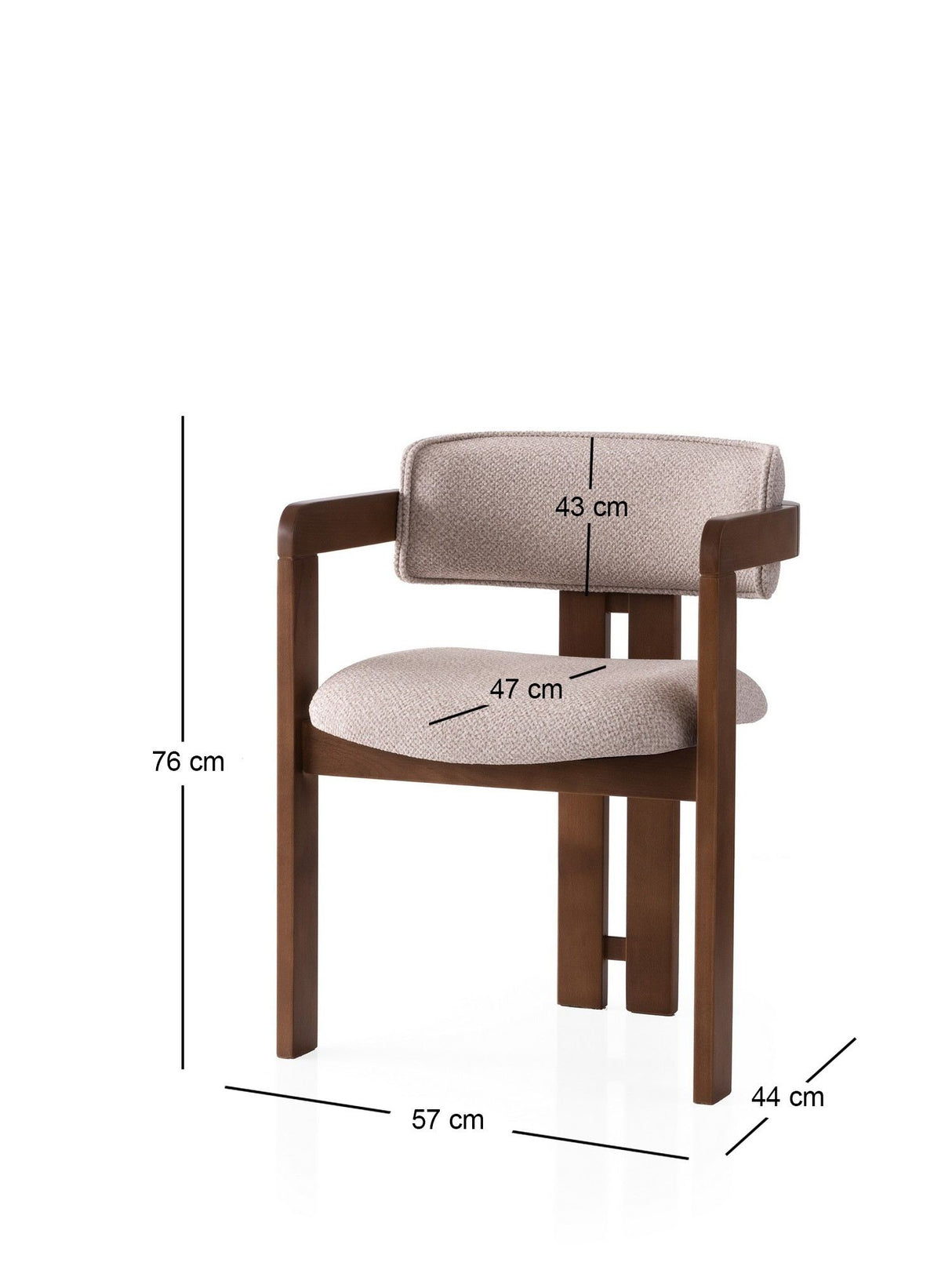 Scaun Cozy - 048, Nuc - Crem, 57x44x76 cm