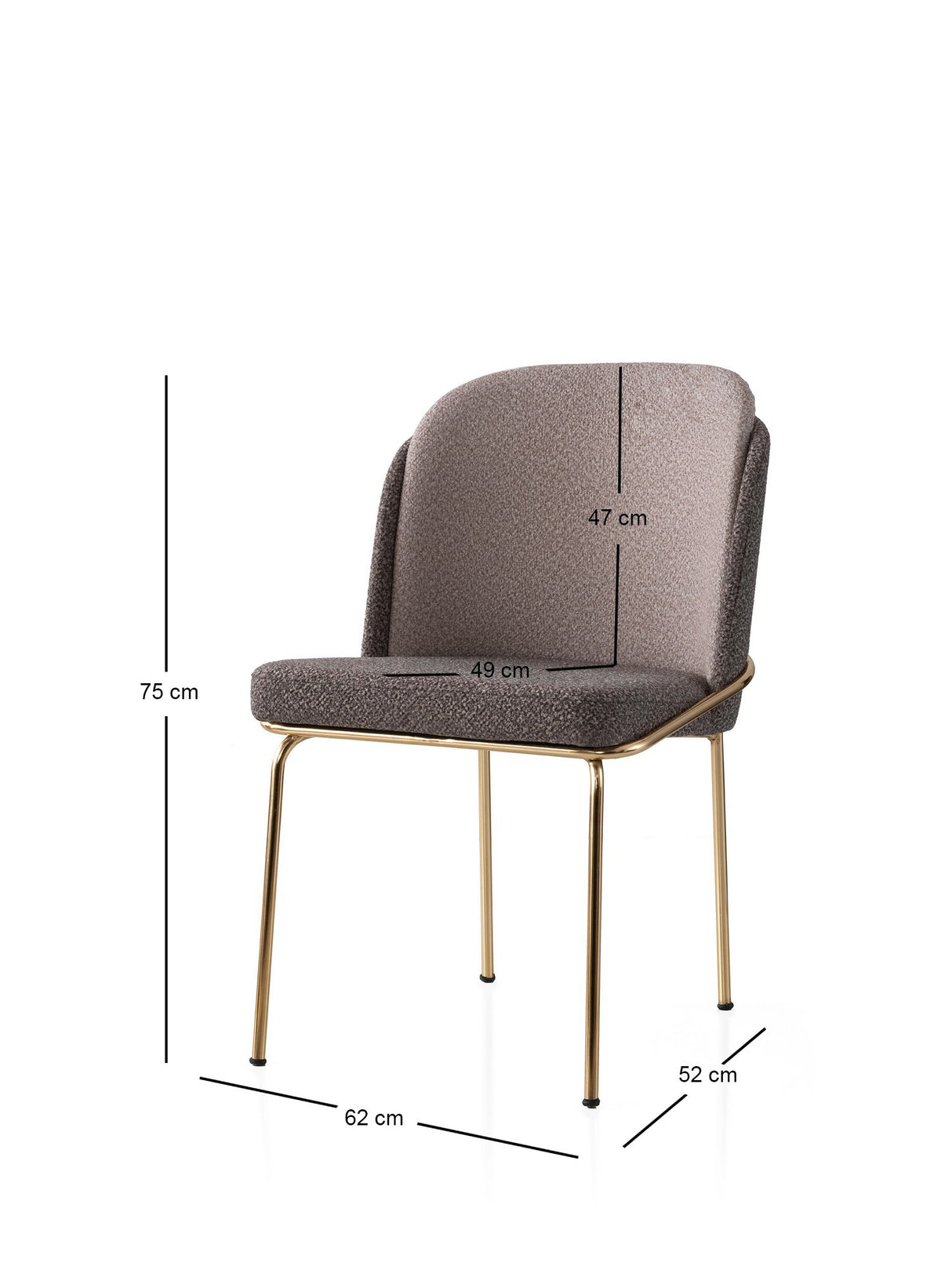 Set 2 scaune Dore - 125 V2, Auriu - Maro - Mink, 62x52x75 cm