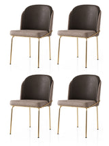 Set 4 scaune Dore - 129 V4, Auriu - Maro, 62x52x75 cm