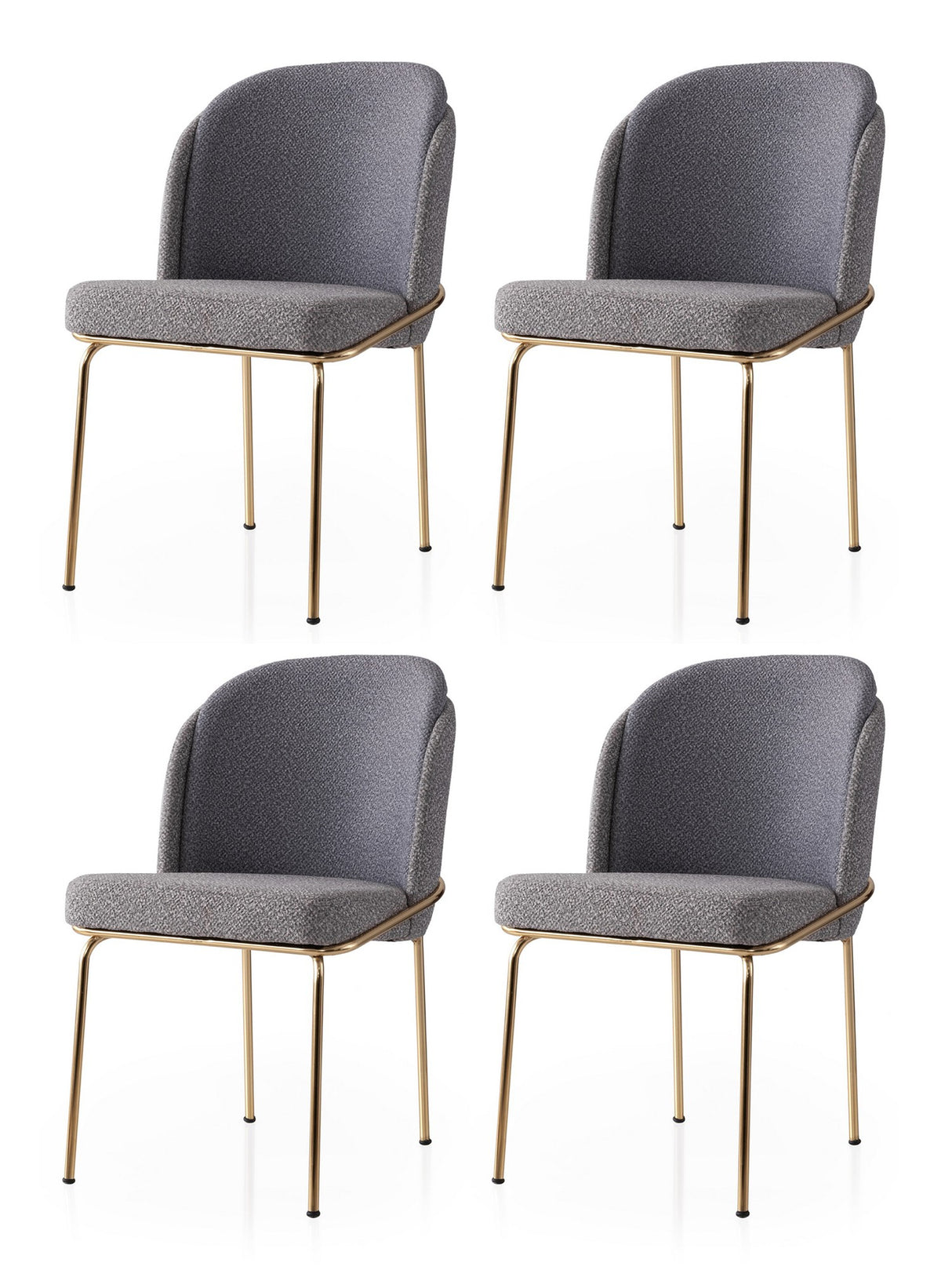 Set 4 scaune Dore - 131 V4, Auriu - Anthracithe, 62x52x75 cm