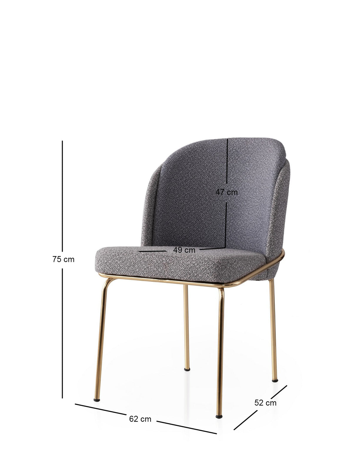 Set 4 scaune Dore - 131 V4, Auriu - Anthracithe, 62x52x75 cm