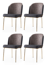 Set 4 scaune Dore - 132 V4, Auriu - Anthracithe - Mink, 62x52x75 cm